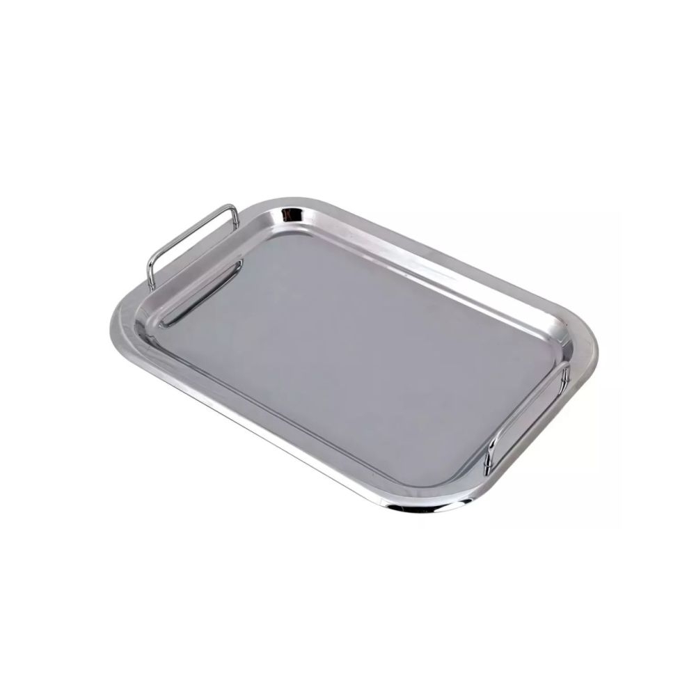 Bandeja decorativa para café da manhã retangular em aço inox-BD3206