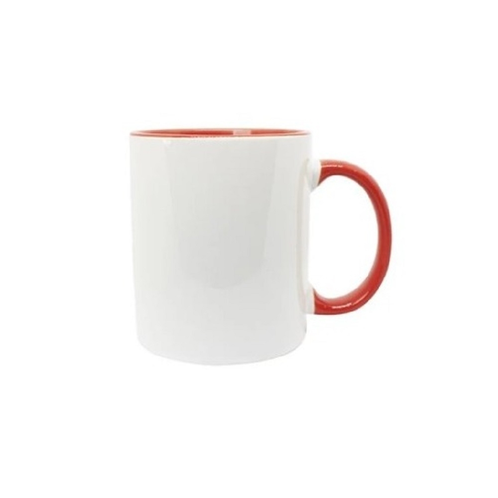 Caneca Branca de Cerâmica com Alça e Interior Coloridos-P003